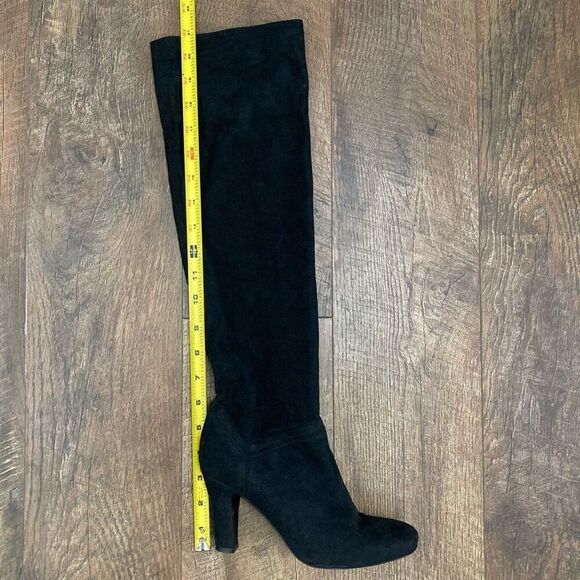 Stella McCartney Suede Knee-High Slip On Boots Black Round Toe Block Heels EU 36 - Picture 8 of 9